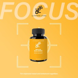 Ultimate Living Brain Balance - Focus, Concentration, and Mood Support - Non-GMO, Vegan, Gluten-Free - 60 Capsules