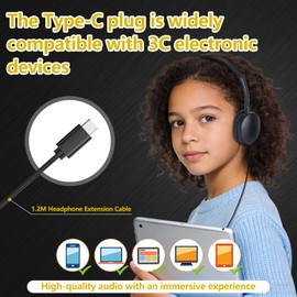 YFSFQS USB Type C Kids Headphones Bulk for Classroom School 10 Pack,Wired
