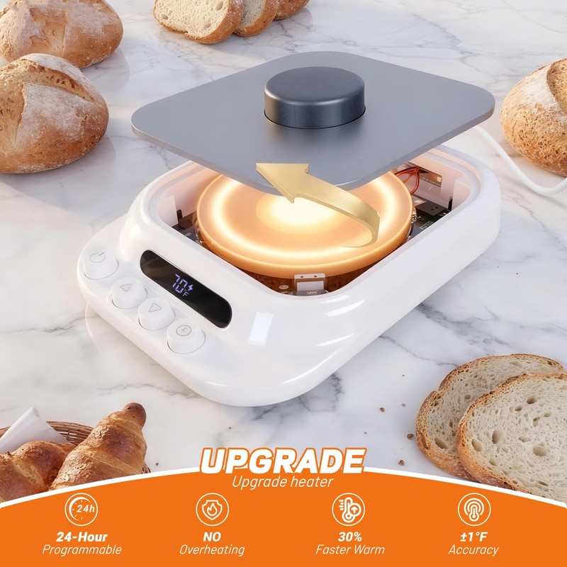 Sourdough Starter Warmer- 70-130°F Adjustable Temp, 1°F Precise Control &