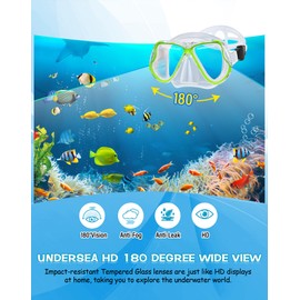 Greatever Dry Snorkel Set,Panoramic Wide View,Anti-Fog Scuba Diving Mask,Professional Snorkeling Gear for Adults