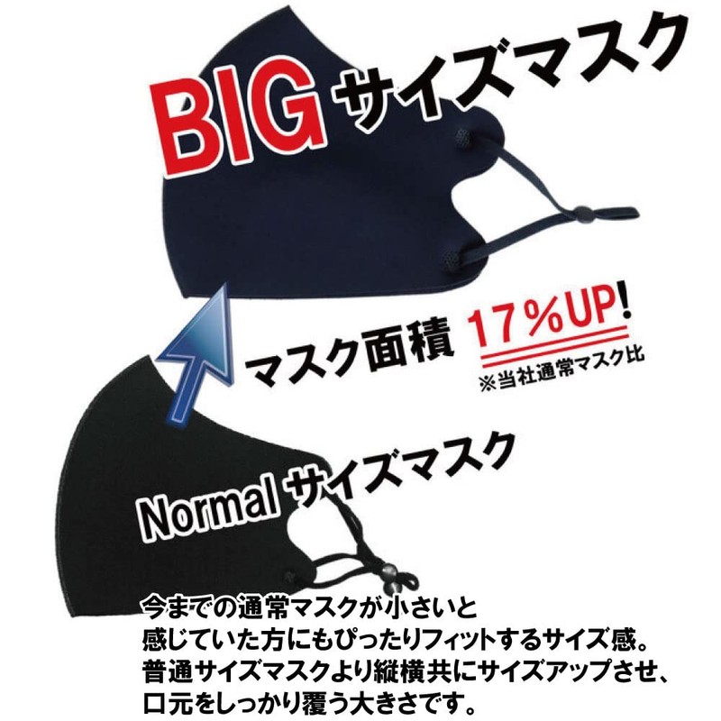 【フェザーストアブランド】大きい冷感マスク 接触冷感 大きいマスク ビッグサイズ夏用マスク 大きいサイズ ビッグマスク ２Ｌサイズ 耳が痛くならない 2枚重ね用にも 冷感マスク
