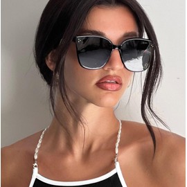 TIJN Retro Square Polarized Sunglasses for Women & Men- Vintage Oversized UV 400 Protection Shades,Large Frame Trendy Sunnies