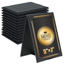 FLKQC PU Leatherette Table Tents, 12 Pack Double-Sided Menu Holders 5"x 7", A-Frame Table Tents for Restaurant, Bar, Cafe, Wedding, Durable and Foldable Design (12 Pack, 5" x 7")