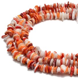 JM Design Spiny Oyster Chips Beads Size 8-10mm 15.5" Strand for Jewelry Making