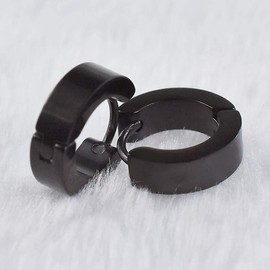 LEEQ Men's / Women's Earrings Stainless Steel Black Silver Matt 4 mm / 12 mm Classic Earrings 2 Pieces (1 Piece) Wood Metal Titanium Silver 4 Pieces (1 Piece) Wood Metal Titanium 4 Unité (Lot de 1),