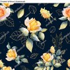 Poster Reproduction of Picturesque seamless pattern with rose arrangements, gold