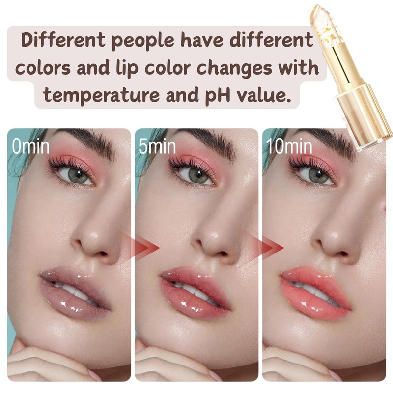 2PCS Transferproof Color Changing Lipstick,24H Long Lasting Moisturizing Glossy Lip