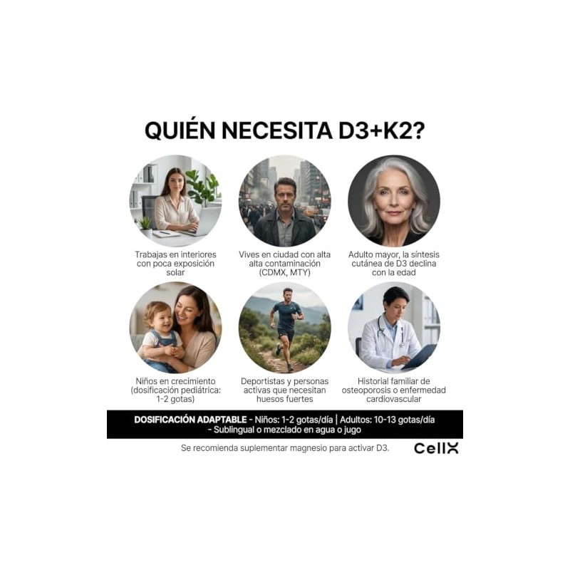 CellX Vitamina D3 10 mcg + K2 MK-7 10 mcg