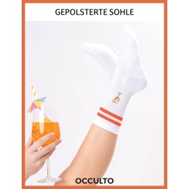 Occulto Women's & Men's Tennis Socks with Stripes Pack of 3 (Model: Summer) Statement Tennis Socks, Drinks, 35 - 38