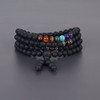 COAI 108 Japa Mala 7 Chakra Onyx Stone Wrap Bracelet