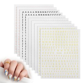 10 Sheets Letter Nail Stickers Self-Adhesive 3D English Alphabet Nail Decals 5 Colors Small Initial Alphabet Nails Art Supplies for Women Girls DIY Nails Decoration Manicure