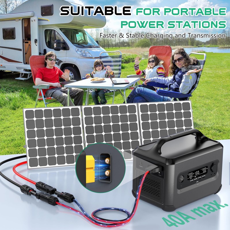 Hiutgowt 12AWG XT60 Solar Cable 15FT, Solar to XT60 Charging