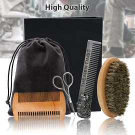 Set De Cepillos Para Barba Brush Beard Steel Care Peine Set