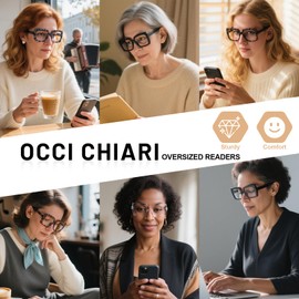 OCCI CHIARI Extra Fashionable Large Reading Glasses Women High Powered Readers 4.0x(1.0 1.25 1.5 1.75 2.0 2.25 2.5 2.75 3.0 3.5 4.0 5.0 6.0)