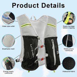 Flintronic Running Backpacks, Lightweight Running Hydration Vest Backpack with Reflective Design, Women Men Functional Running Vest, Hydration Vest Pack for Outdoor Climbing Hiking Cycling Biking