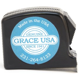 Grace USA 12-Foot Tape Measure, Perfect for Woodworking, Projects Around the House, Construction, Handcrafted, Made in USA,Black,TM12