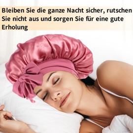 Adjustable Silk Bonnet for Sleeping, Sleep Cap Silk with Elastic Band, Satin Hair Cap, Hair Cap for Night, Satin Sleep Cap for Women and Girls (Bean Paste Colour)