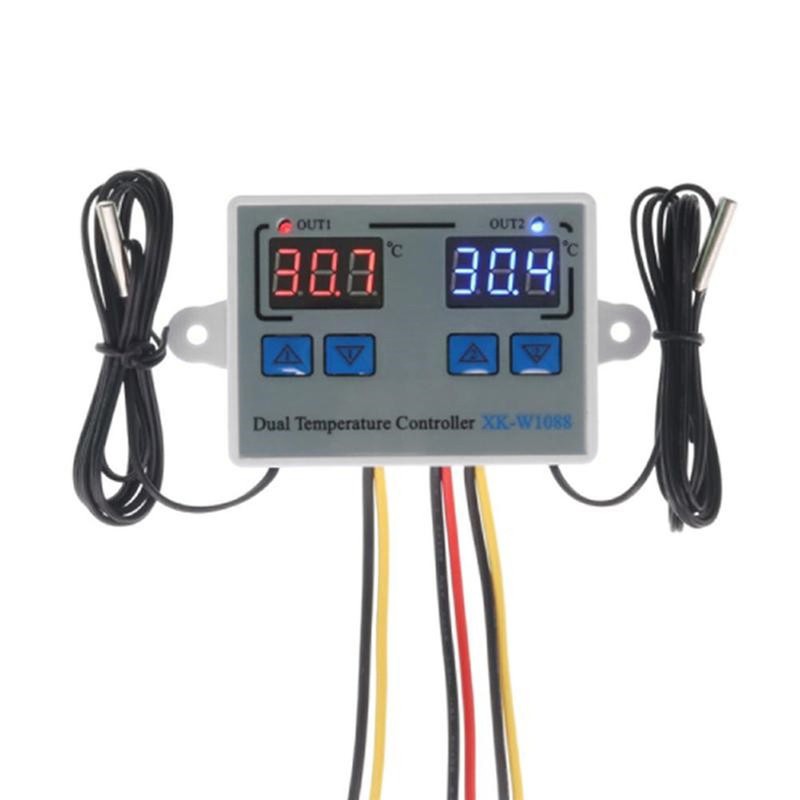 110-220V Digital Dual Temperature Controller LED Celsius Thermostat Regulator Heating