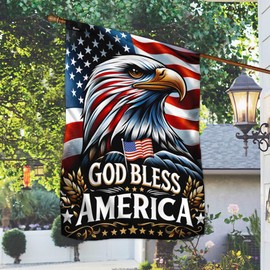 FLAGWIX American Flag - Patriotic Eagle God Bless America Flag MLN2548F, House Flag (29.5" x 39.5") - USA Flags Premium Polyester - Decorative Indoor Outdoor Flag