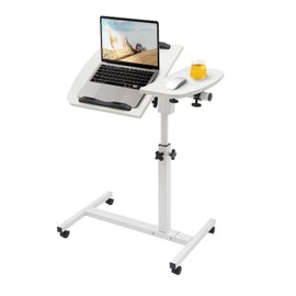 Cbhfmljd Rolling Laptop Stand, Adjustable Rolling Laptop Table Stand Adjustable Computer Desk Stand with Wheels Adjustable Height Laptop Table for Chair for Bedroom, Living Room, Study, Office