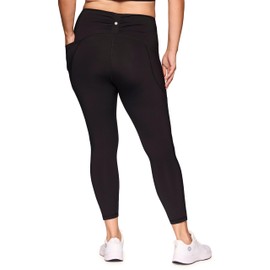 RBX Activewear Women's Plus Size Workout Legging with Pockets, Full Length Legging for Women Ruched High Rise Waistband Quick Drying Squat Proof Yoga Tights Black 1X