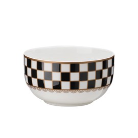 Porlien Checker 10-Ounce Portion Control Cereal Bowls Set of 8, Microwave Safe Porcelain Dessert Bowls