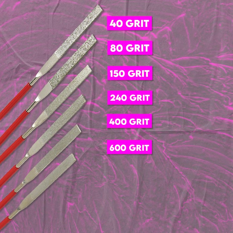 SE 74330DF 6-Piece Flat Diamond Grit File Set - Multi-Grit
