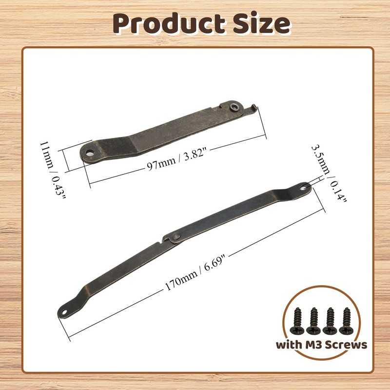 MroMax Folding Support Hinge, 97mm/3.82" Rotatable Folding Lid Support Stay