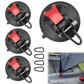 Suction Cup Hooks Camping, 4 Pieces Suction Cup Camping Set, Camping Suction Cups with Hooks, Extra Strong, Strong Multifunctional Suction Cup with Hooks, for Motorhome Awnings, Awning and Tarpaulins, Camping Accessories