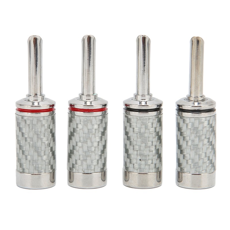 4pcs BFA Banana Plug Brass White Carbon Fiber Shell Speaker