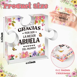 Yopyame Spanish Grandma Acrylic Gifts - Regalos para Abuela Acrylic Gift for Desk Table Decor Appreciation Grandma Engraved Puzzle Plaque Mother’s Day Christmas Birthday Thanksgiving Gift for Abuela