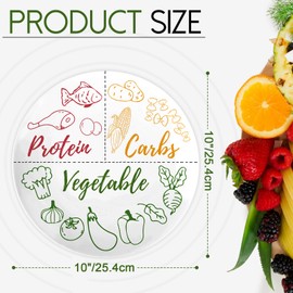 VIYNRAN Portion Control Plate - 10 Inch Melamine Dinner Plate for Adults, Divided Sections for Protein, Carbs, and Vegetables, with Colorful Food Illustrations - 1 Pack