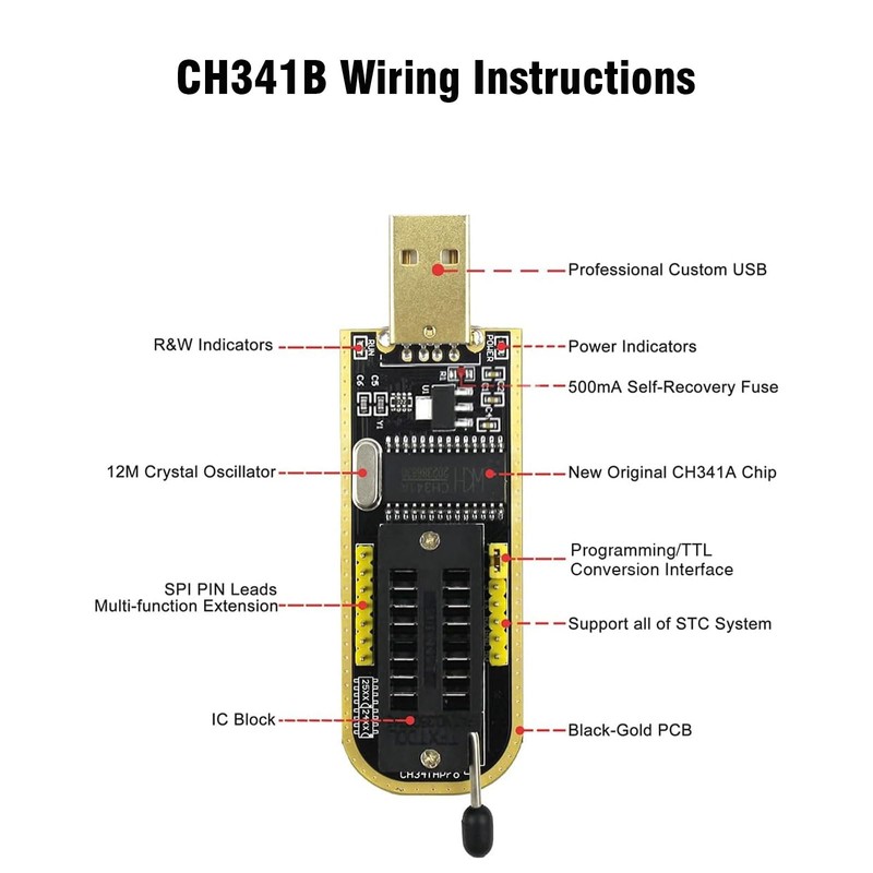 XTVTX SOIC8 SOP8 Test Clip CH341B 1.8V Converter SOP8 to