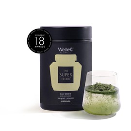 WelleCo The Super Elixir Daily Greens Powder, Probiotic Drink Mix with Whole Foods, Gluten Free, Vegan Gut Health Powder, Energy, Immunity, Healthy Skin, Hair & Nails (300g, Unflavored) Jar