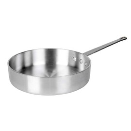 Thunder Group ALSAP003 Saute' Pan, 5 Quart Capacity, Flat Bottom, Rounded Edges, Riveted Handle, Aluminum, Mirror-Finish, NSF