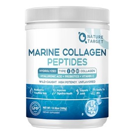 NATURE TARGET- “Péptidos de Colágeno Marino en Polvo Colágeno Hidrolizado Tipo I y III con Probióticos, Vitamina C y Hya