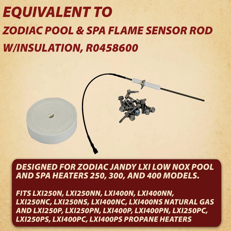 Zodiac R0458600 Flame Sensor Rod Kit w Insulation Replacement for