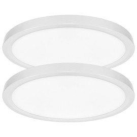 LUXRITE Slim 7 Inch LED Flush Mount Ceiling Light, 15W 1000LM, 5CCT 2700K 3000K 3500K 4000K 5000K, Dimmable LED Ceiling Light, Damp Rated, Energy Star, Title 24 (2 Pack)