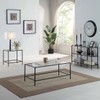 CAWS Black Coffee Table, Tempered Glass Wide Rectangle Coffee Table
