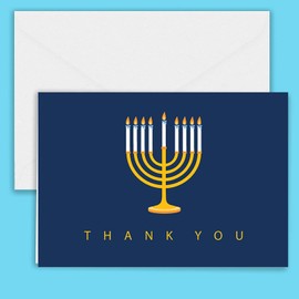 Paper Frenzy Hanukkah Menorah Thank You Note Cards and White Envelopes - 25 pack