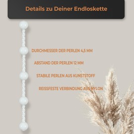 KLEMMFLEX Chain for Roller Blind with Chain Hoist, Replacement Operating Chain, Operating Length: 150 cm, Colour: White, 4.5 x 12 mm, Chain for Venetian Blind, Roman Blind, Slat Curtain, Double Roller