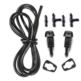 Windshield Washer Nozzles Kit and Fluid Hose with Connector Compatible with Dodge Grand Caravan, Dodge Caliber, Dodge Journey, Dodge Durango, Dodg Ram Compass Grand Cherokee, Chrysler PT Cruiser, Chrysler Town and Country Replaces for 5116079AA 5113049AA