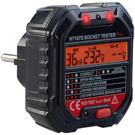 revolt Socket Tester: Socket Tester with Colour Warning Display, RCD Test, Status LEDs, 250 V (Socket Tester, Earth Contact Socket Tester, Circuit Breaker)