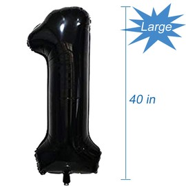 Tellpet Number 15 Balloons, 15th Birthday Party Decorations Supplies Decor, Black, 40 Inch