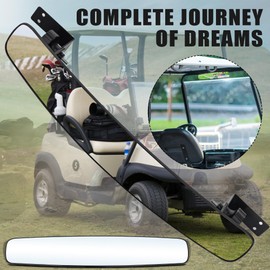 Golf Cart Rearview Mirror - 16.5 Inch Long & Wide Panoramic Golf Cart HD Clear Convex Center Rear View Mirror Fit for EzGo, Yamaha, Club Car