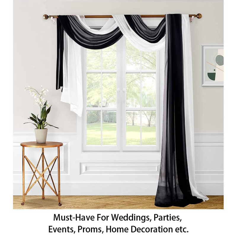 ShinyBeauty Wedding Arch Draping Fabric - Black & White 2