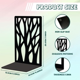 Peacoblue Metal Bookend Stopper Holder Stand for Shelves Decorative, 13.5x11x20cm Modern Creative Heavy Duty Study Book End for Desk Shelf, 1 Pair (Dead Tree)