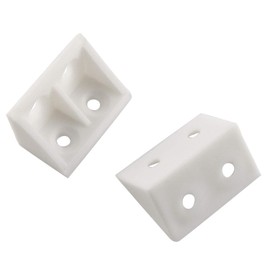 JCBIZ 24pcs 20x32mm White L Shape Bracket Plastic Furniture Corner Brace Joint with Color Plated Self-Tapping Screw for Right Angle Corner Joints of Drawers, Windows, Frames, Cabinet
