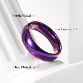 King Will Tungsten Ring for Men Purple Plated Men's Wedding Ring High Polished Mirror-like Surface 6mm Width Comfort Fit 丨Wedding Rings Collection 8
