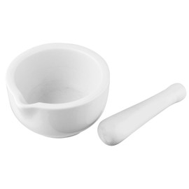 Fackelmann Mörser und Stößel, Gewürzmörser aus Porzellan, Zerkleinerer zum Mahlen von Gewürzen (Farbe: Weiß), Menge: 1 Stück